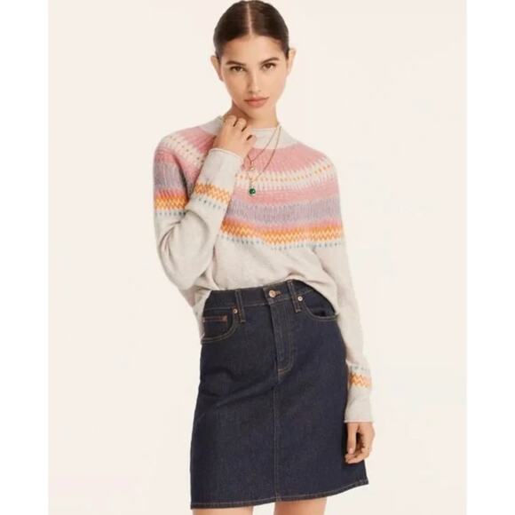 J.Crew Sweater Womens XX Small Pink Fair Isle Yoke Rollneck Supersoft Yarn - Picture 1 of 9